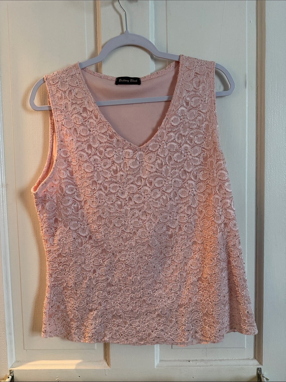 Brittany Black Pink Floral Lace V-Neck Camisole